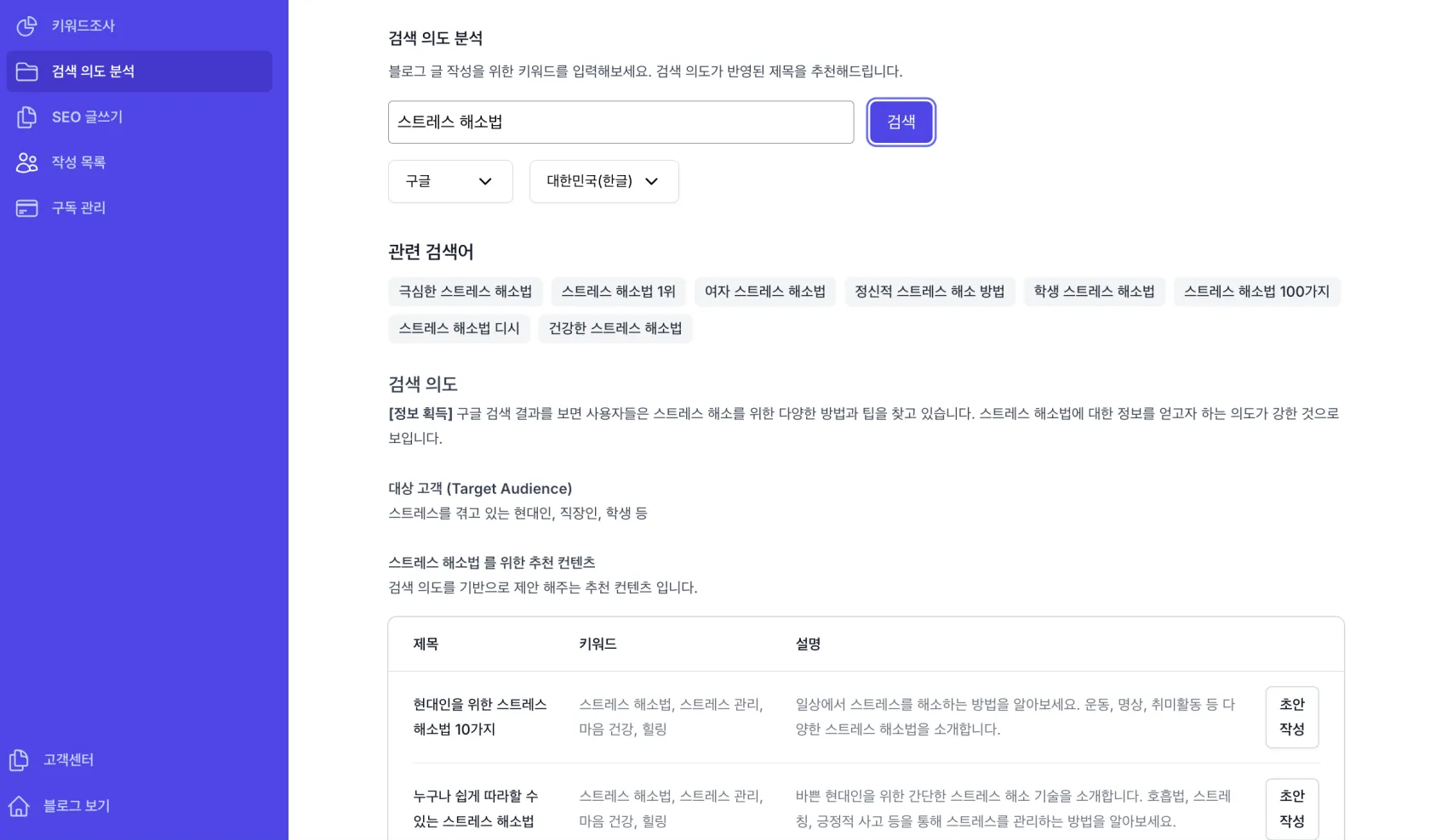 AI SEO 글쓰기 - 검색 의도 분석